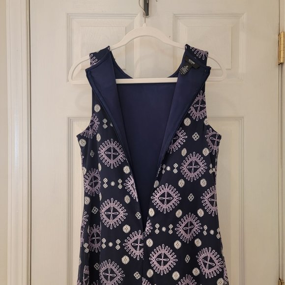 Alfani Berry Bliss Night Sky Sheath Dress Size 6P Blue Embroidered Asymmetrical - Picture 5 of 7